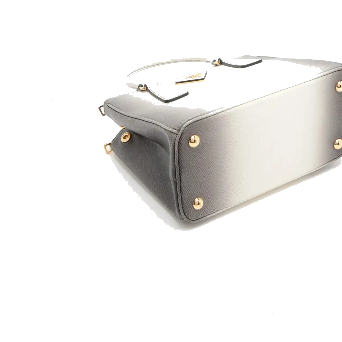 Pre-Loved Galleria Handbag Leather Small with Gold Hardware, Gradient Grey/White