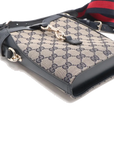 Pre-Loved GG Canvas Bucket Bag Crossbody Bag GG Monogram Coated Canvas Mini with Gold Hardware, Navy / Beige