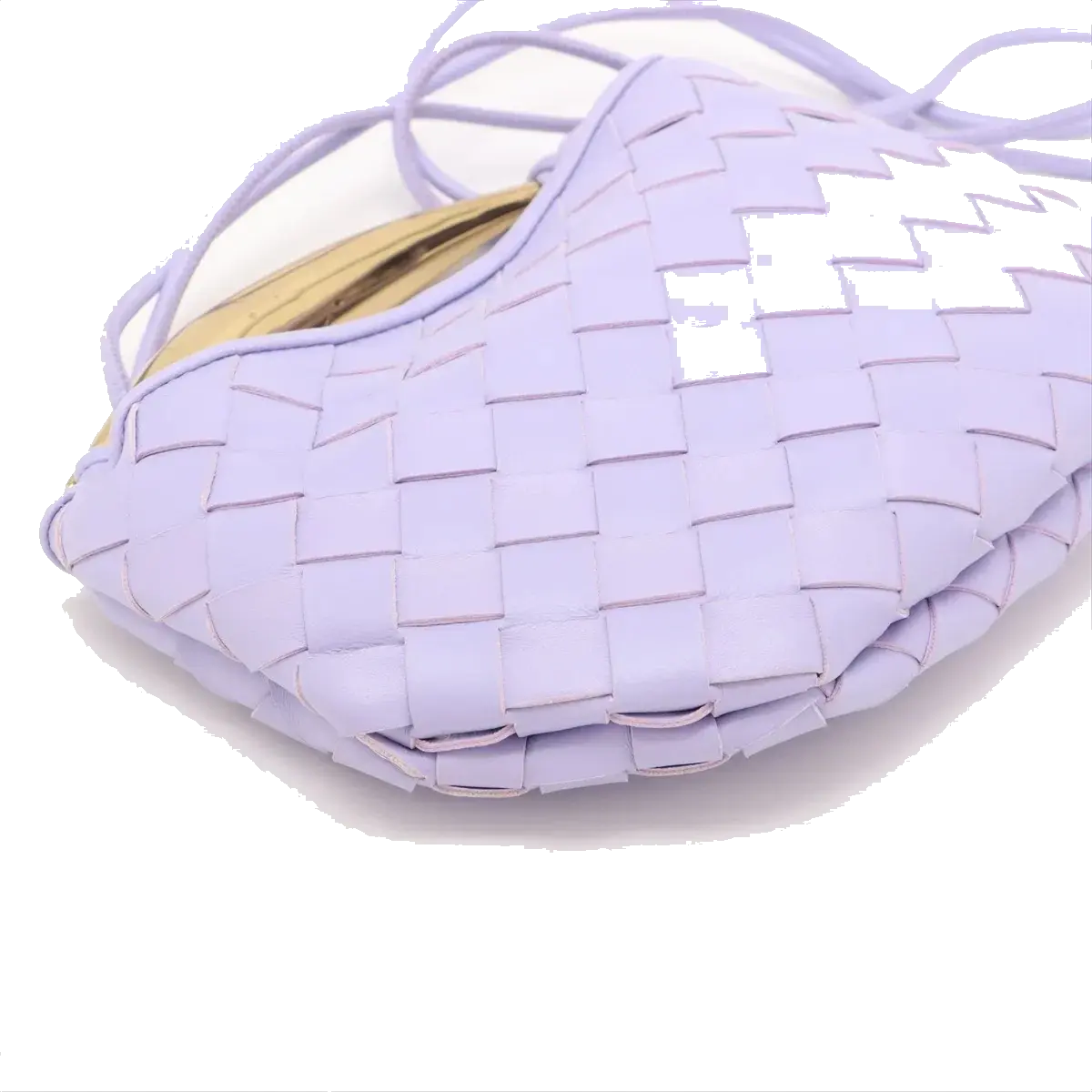 Pre-Loved Sardine Crossbody Bag Intrecciato Leather Mini with Gold Hardware, Lilac