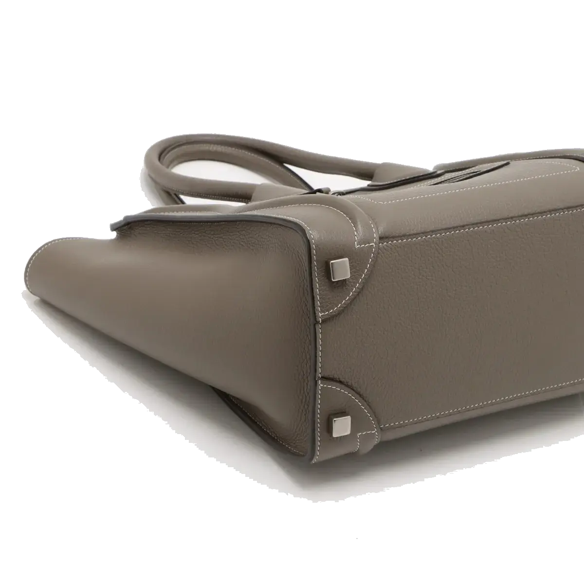 Pre-Loved Luggage Tote Leather Micro with Silver Hardware, Taupe