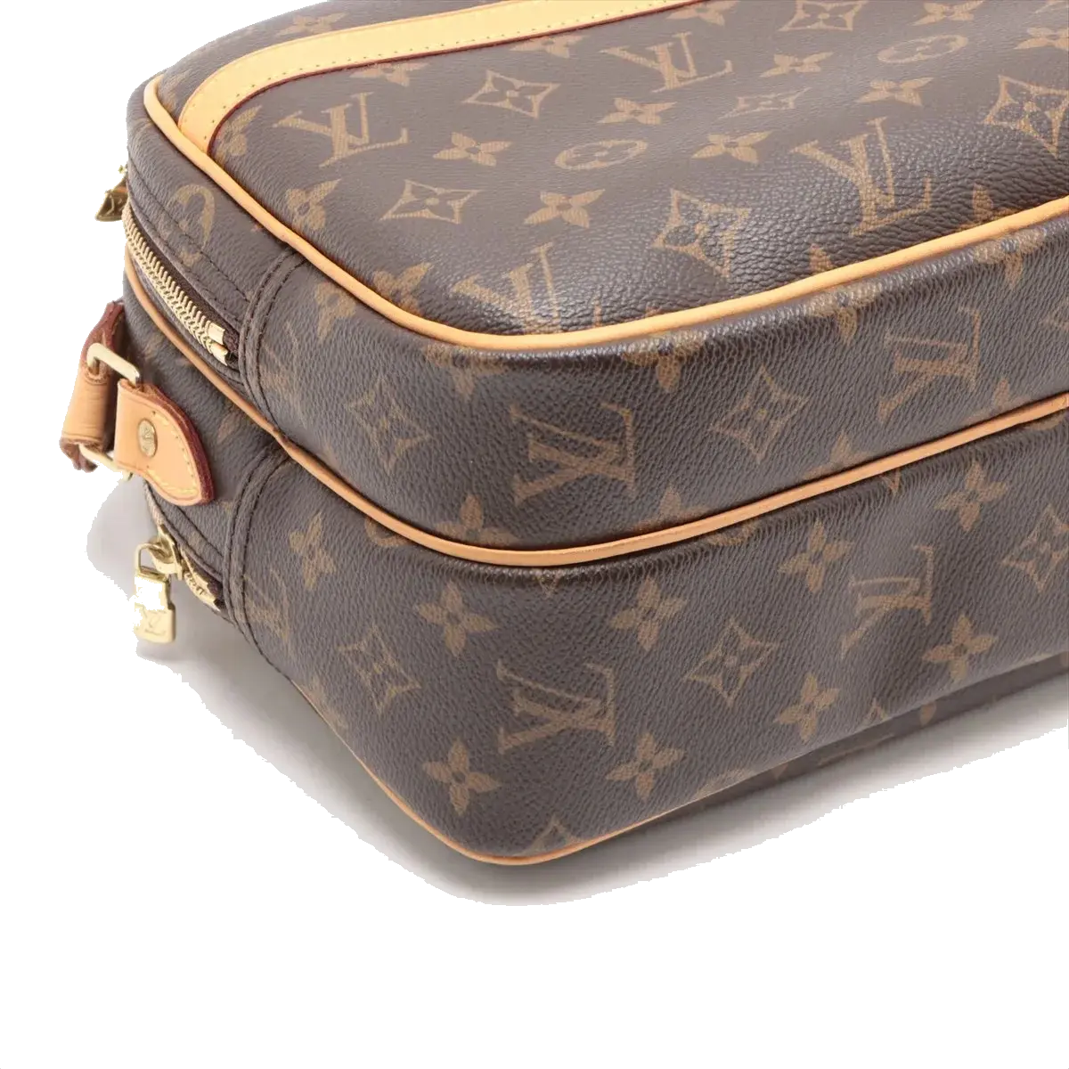 Pre-Loved Reporter PM Crossbody Bag Monogram Coated Canvas PM with Gold Hardware, Brown