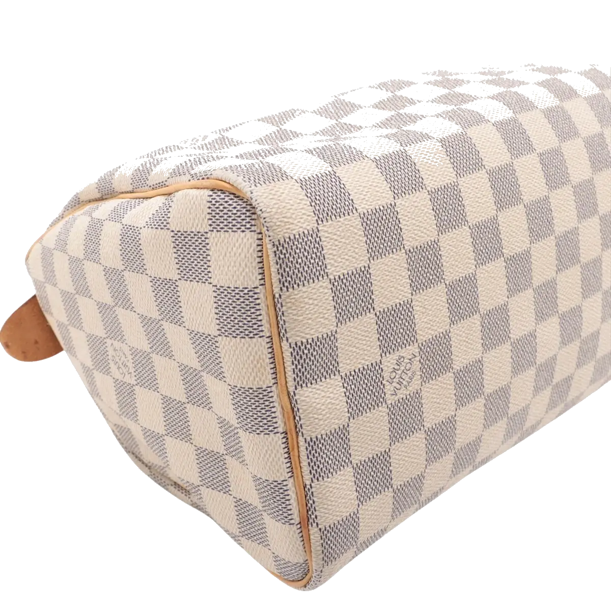 Pre-Loved Speedy Handbag Damier Coated Canvas 25 with Gold Hardware, Cream