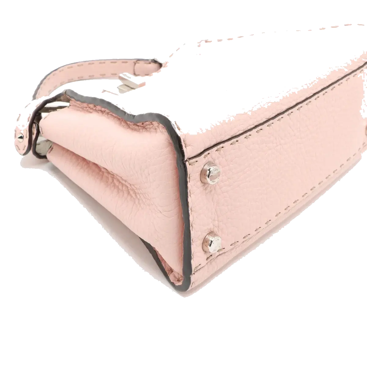Pre-Loved Peekaboo Selleria Handbag Leather Mini with Silver Hardware, Pink