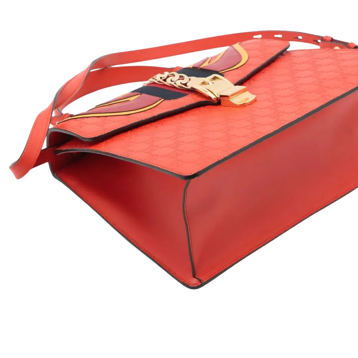 Pre-Loved Sylvie Handbag Monogram Leather Medium with Gold Hardware, Red