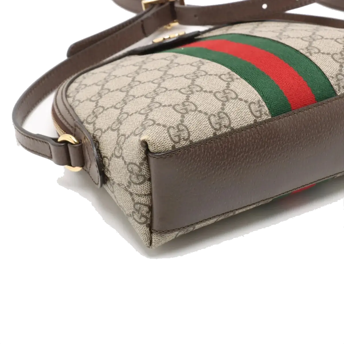 Pre-Loved Ophidia Crossbody Bag Monogram Coated Canvas Small with Gold Hardware, Beige/Ebony
