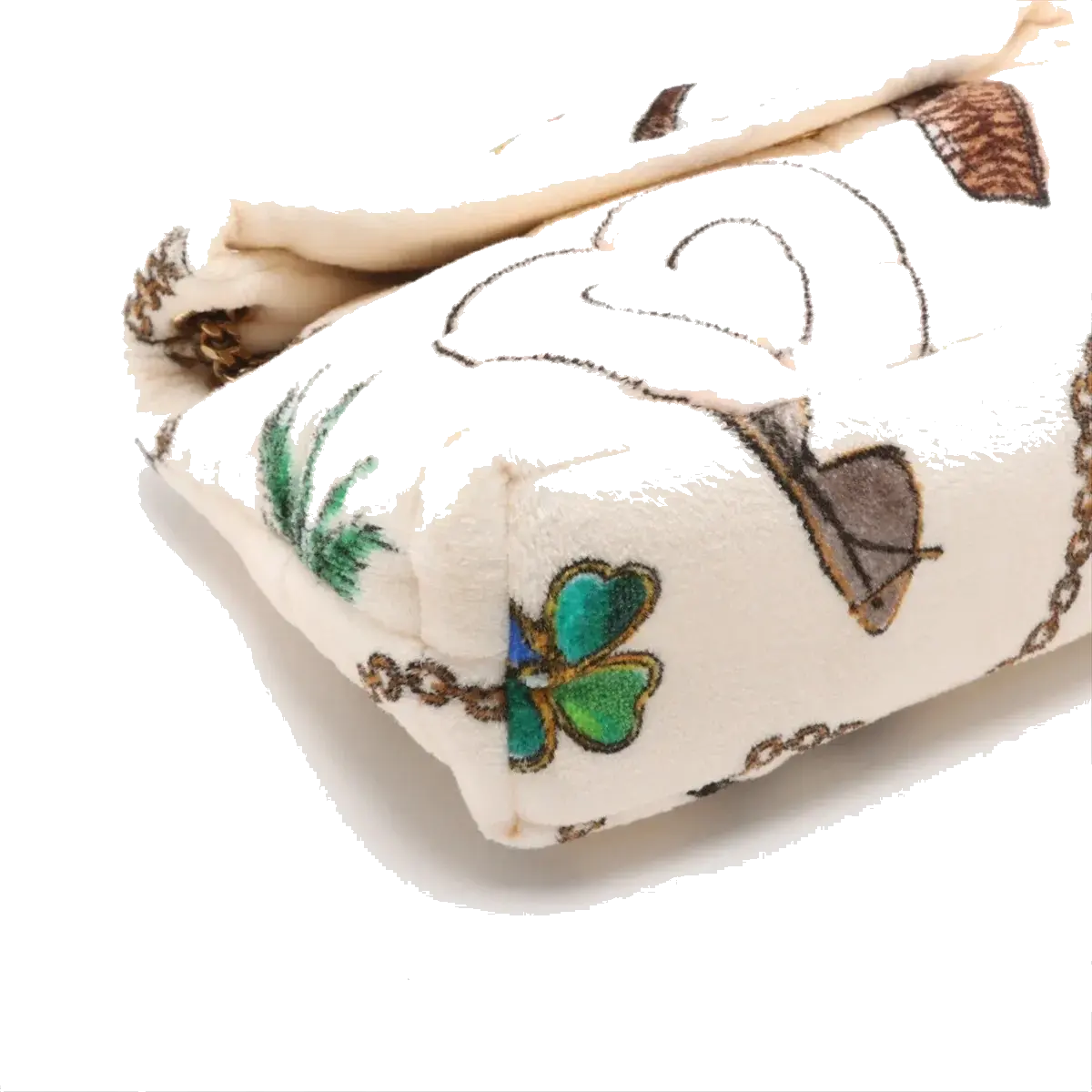 Pre-Loved Loulou Puffer Shoulder Bag Quilted Velvet Small with Aged Gold Hardware, Ivory Multicolor