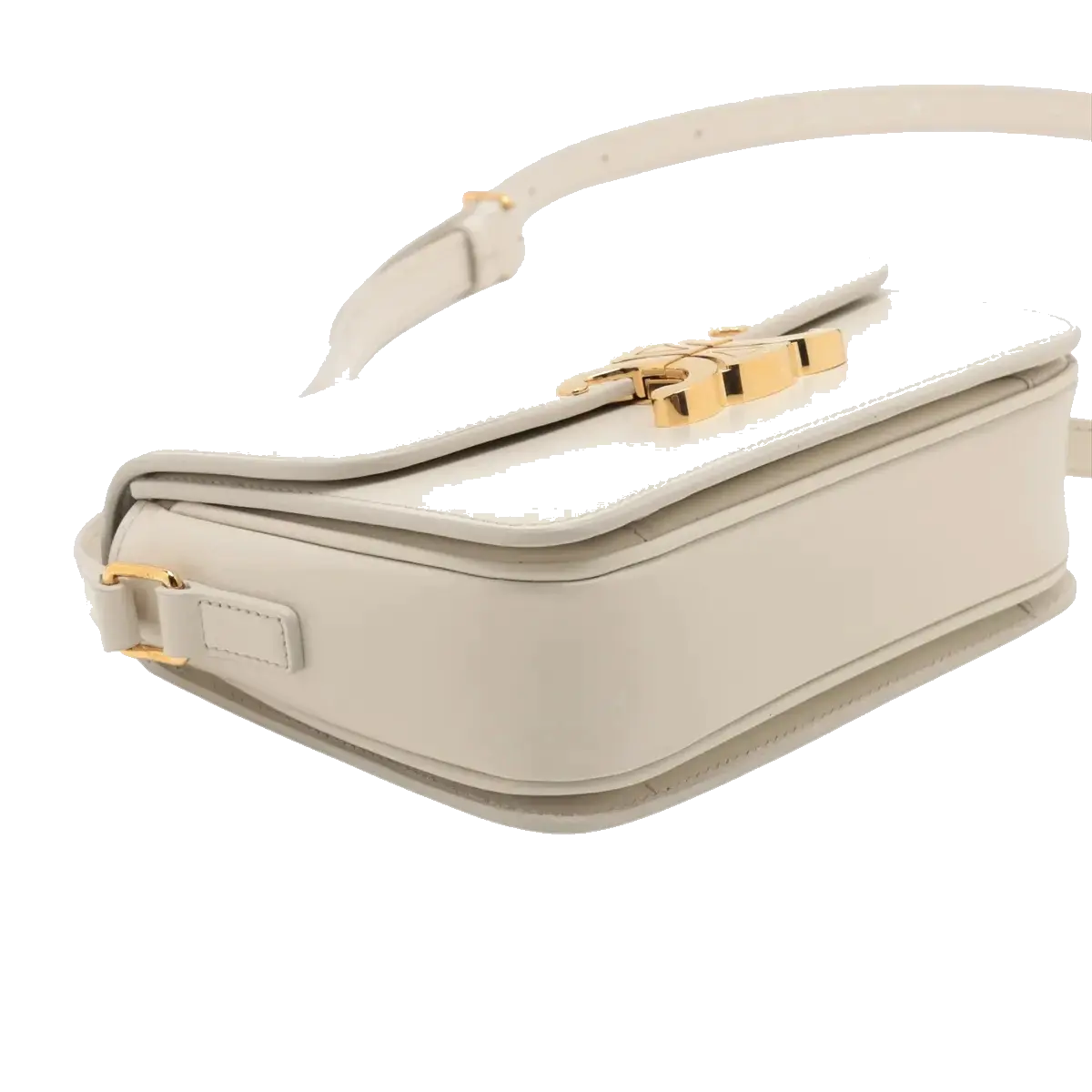 Pre-Loved Triomphe Shoulder Bag Leather Teen with Gold Hardware, White