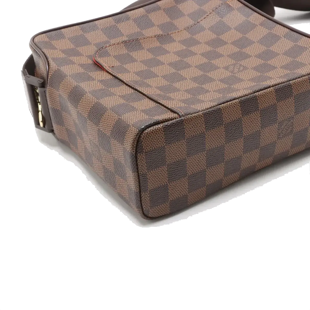 Pre-Loved Olav Crossbody Bag Damier Coated Canvas PM with Gold Hardware, Brown