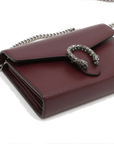 Pre-Loved Dionysus Chain Wallet Crossbody Bag Leather Mini with Aged Silver Hardware, Burgundy