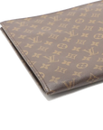 Pre-Loved Poche Documents Clutch Monogram Coated Canvas with Gold Hardware, Brown