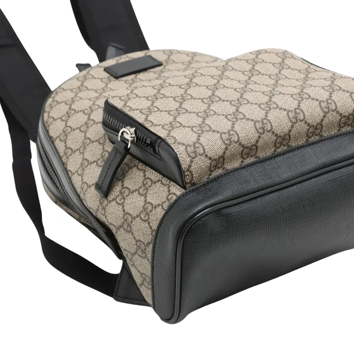 Pre-Loved GG Supreme Backpack GG Supreme Coated Canvas Small with Silver Hardware, Beige/Ebony
