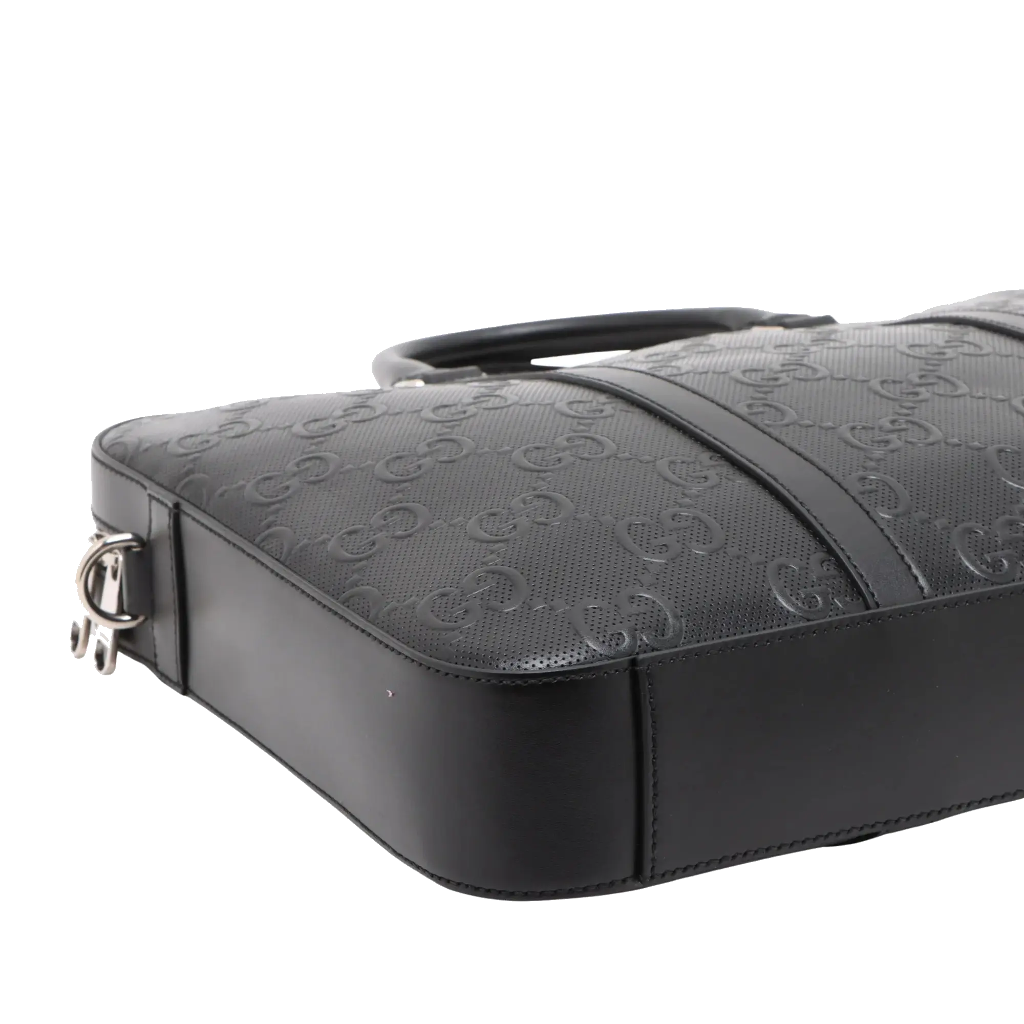 Pre-Loved GG Embossed Briefcase Leather with Silver Hardware, Black