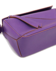 Pre-Loved Puzzle Crossbody Bag Leather Mini with Silver Hardware, Purple