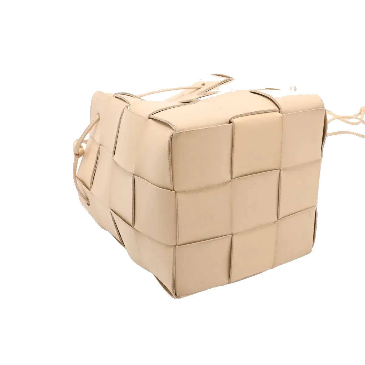 Pre-Loved Cassette Bucket Bucket Bag Intrecciato Leather Small, Beige