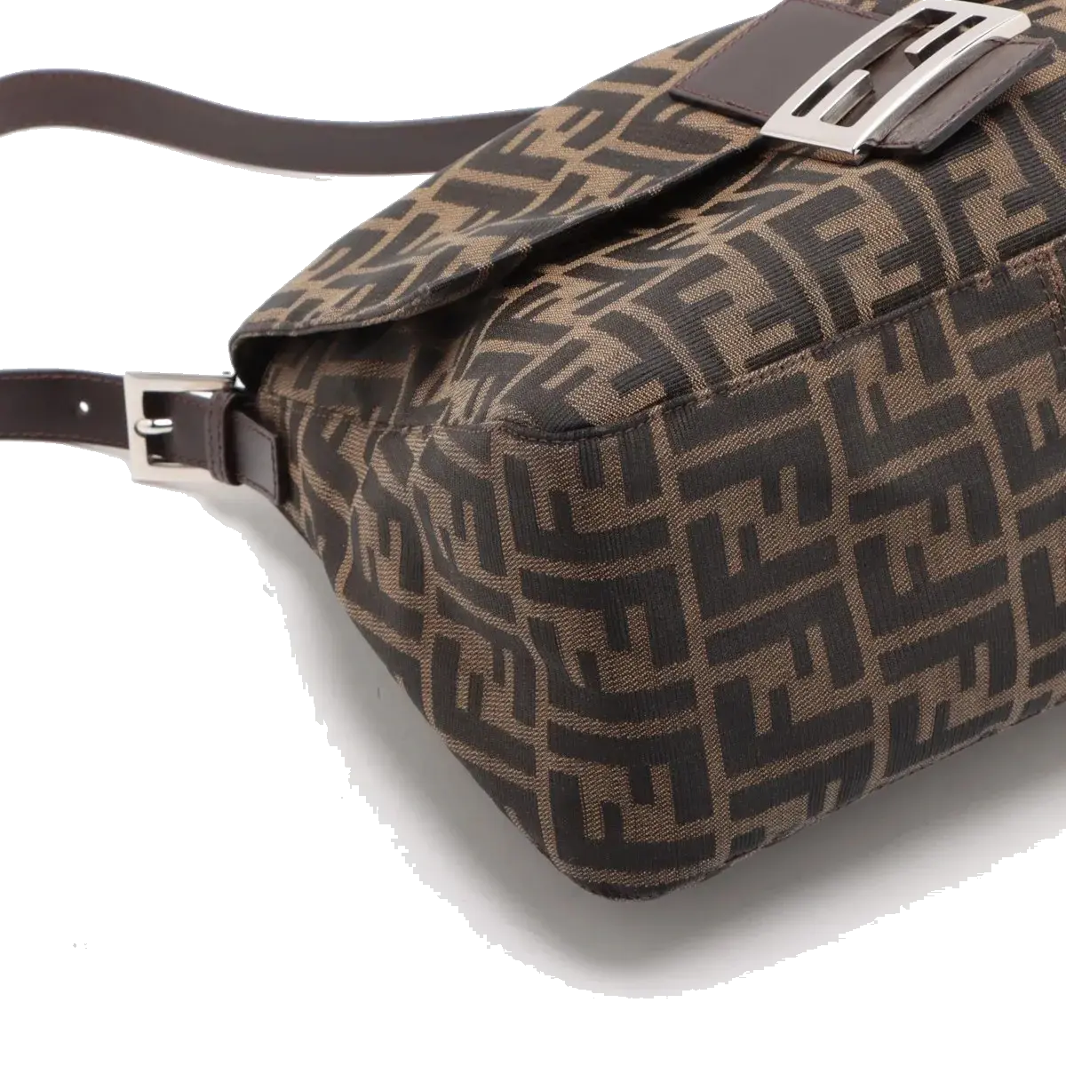 Pre-Loved Mamma Baguette Shoulder Bag Zucca Coated Canvas with Silver Hardware, Brown/Tobacco