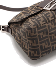 Pre-Loved Mamma Baguette Shoulder Bag Zucca Coated Canvas with Silver Hardware, Brown/Tobacco