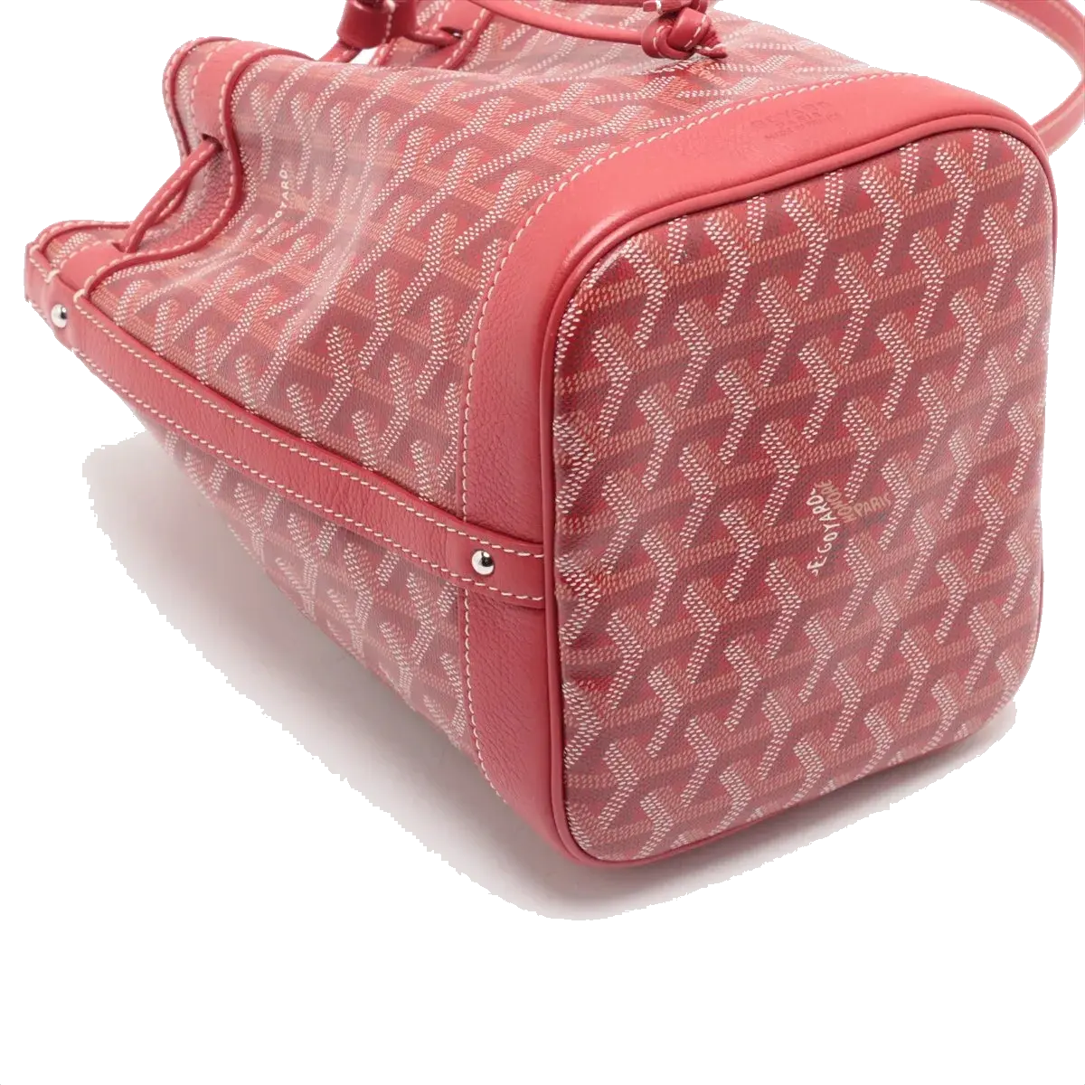Pre-Loved Petit Flot Bucket Bag Goyardine Coated Canvas Small with Silver Hardware, Red