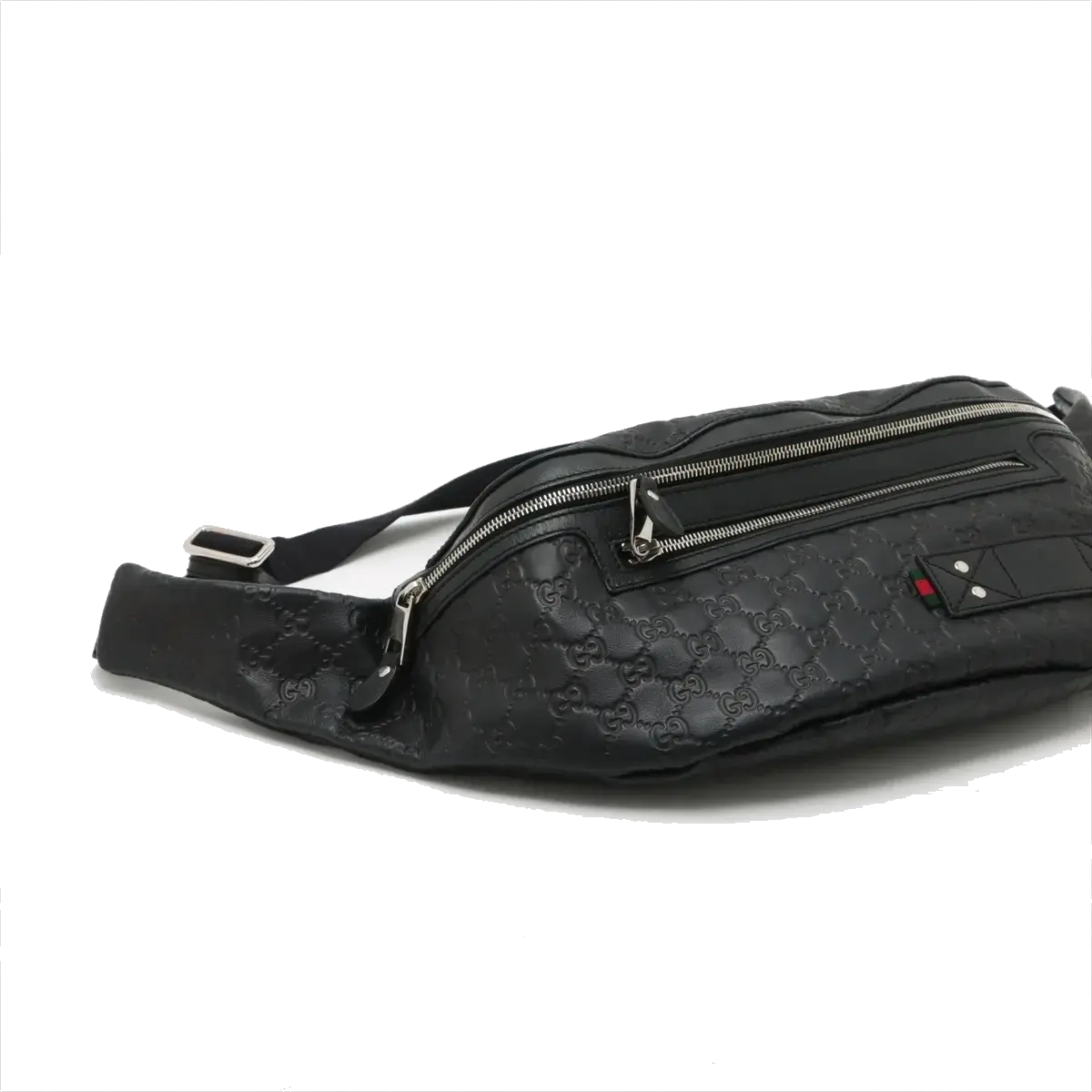 Pre-Loved Guccissima Belt Bag Guccissima Leather with Silver Hardware, Black