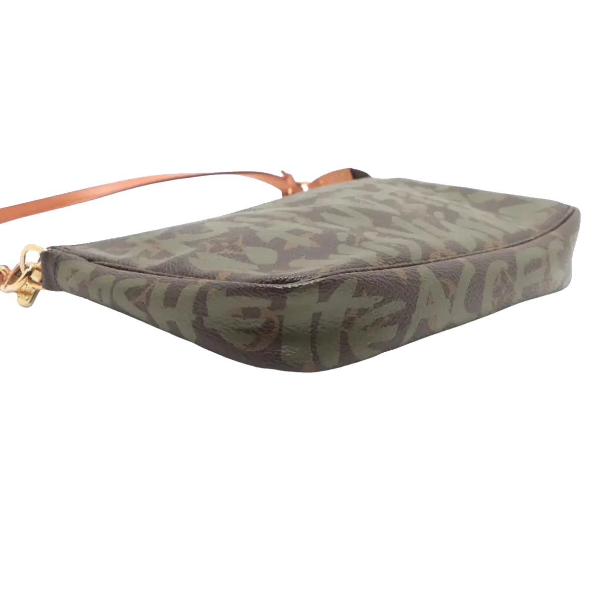 Pre-Loved Pochette Accessoires Graffiti Pochette Monogram Graffiti Coated Canvas with Gold Hardware, Brown with Khaki Green Graffiti