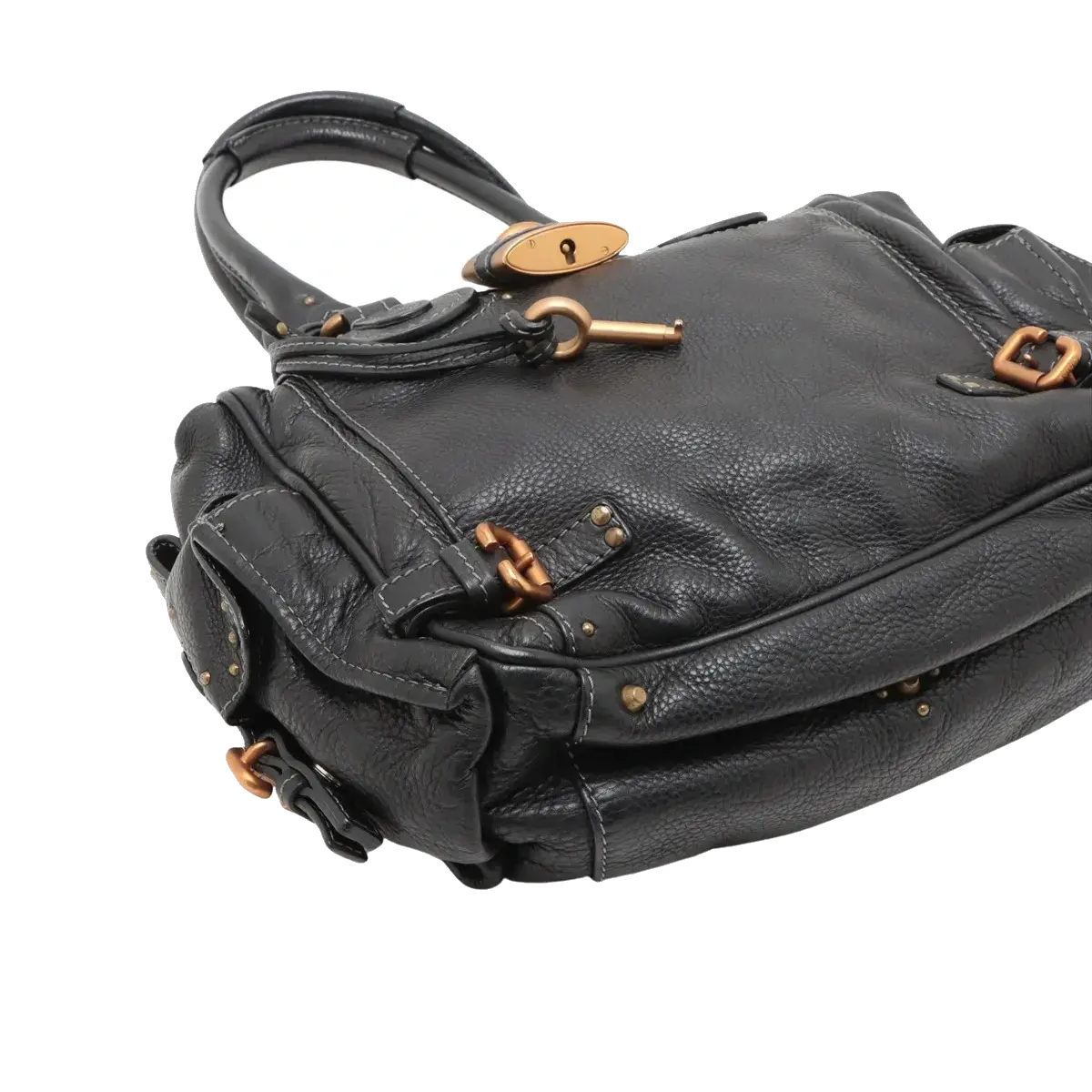 Pre-Loved Paddington Handbag Leather with Aged Gold Hardware, Black