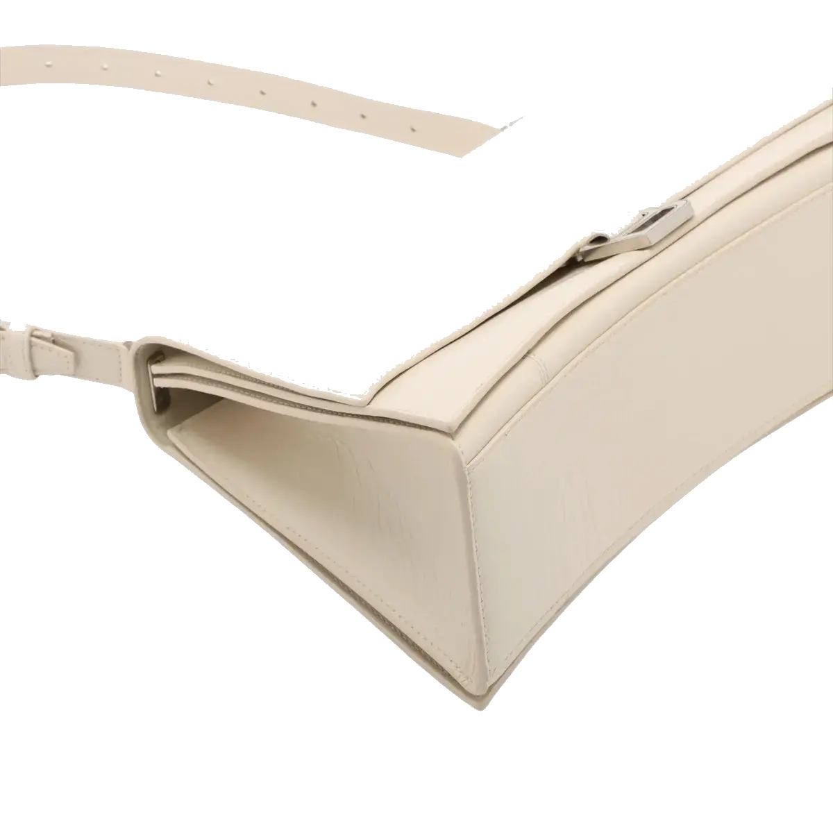 Pre-Loved Crush Sling Shoulder Bag Leather Small with Silver Hardware, Cream