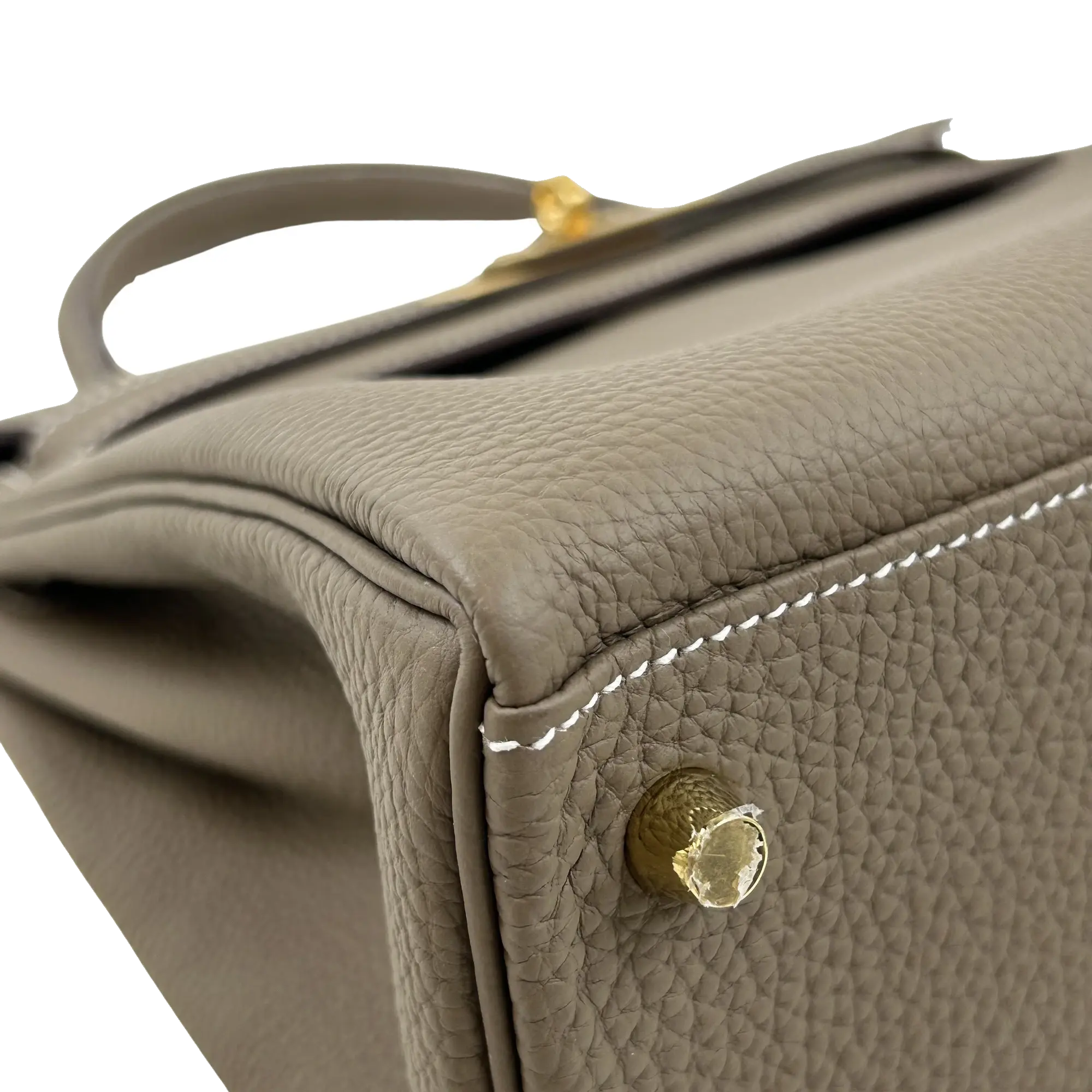 Pre-Loved Kelly Handbag Leather 28 with Gold Hardware, Etoupe