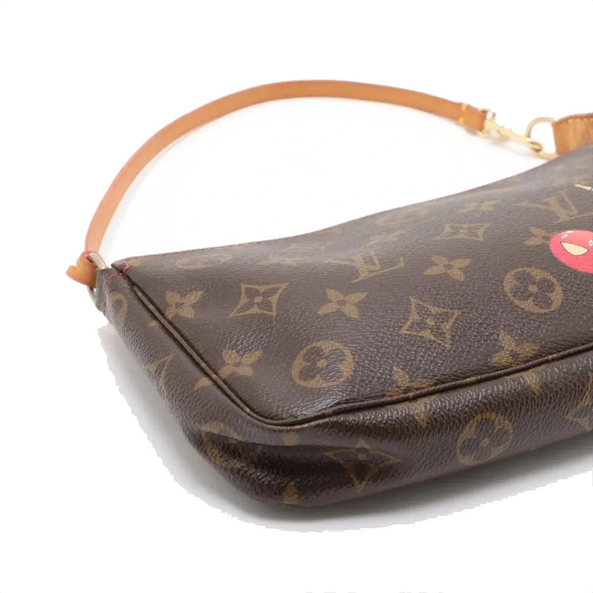 Pre-Loved Pochette Accessoires Cerises Pochette Monogram Coated Canvas with Gold Hardware, Brown