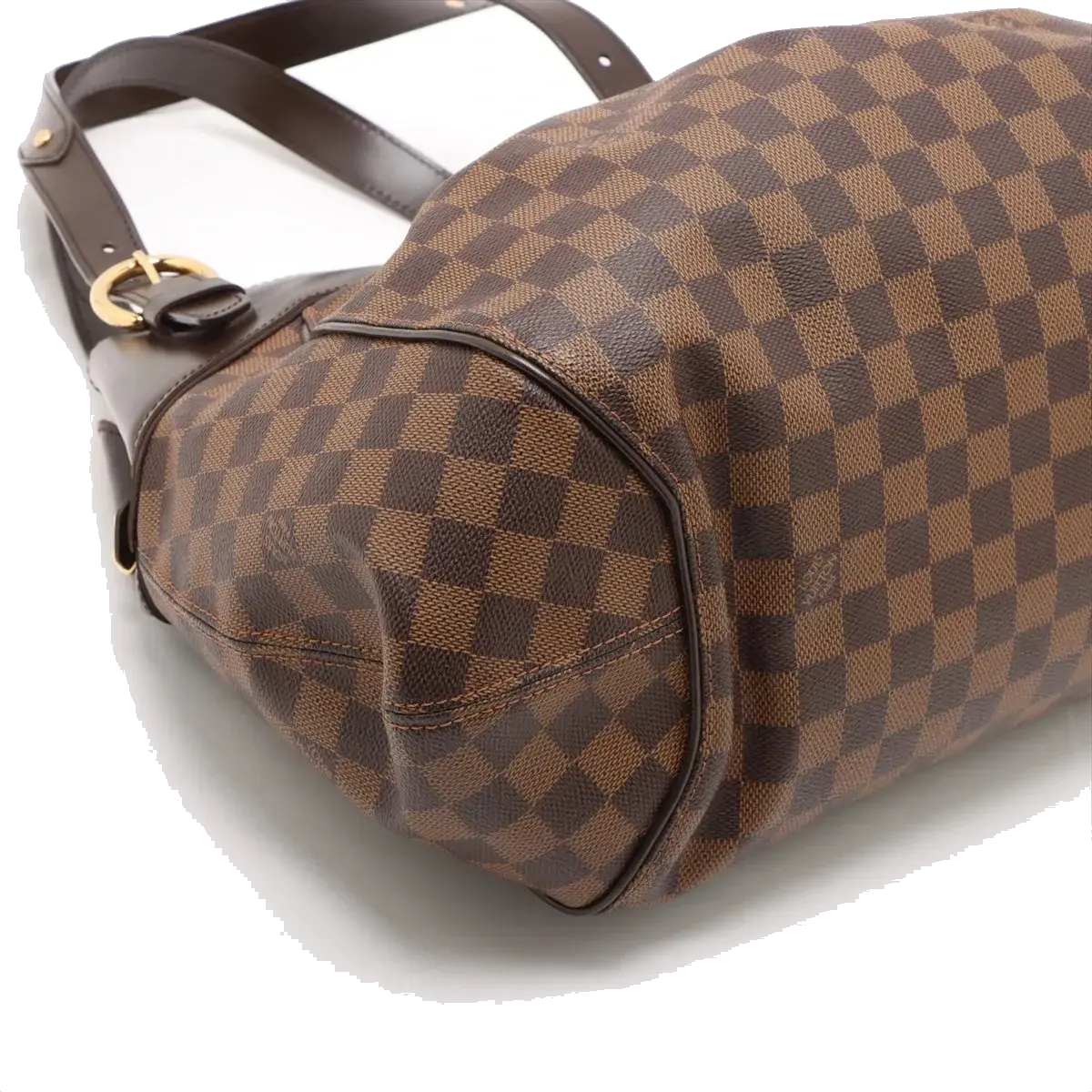 Pre-Loved Sistina Shoulder Bag Damier Coated Canvas GM with Gold Hardware, Brown