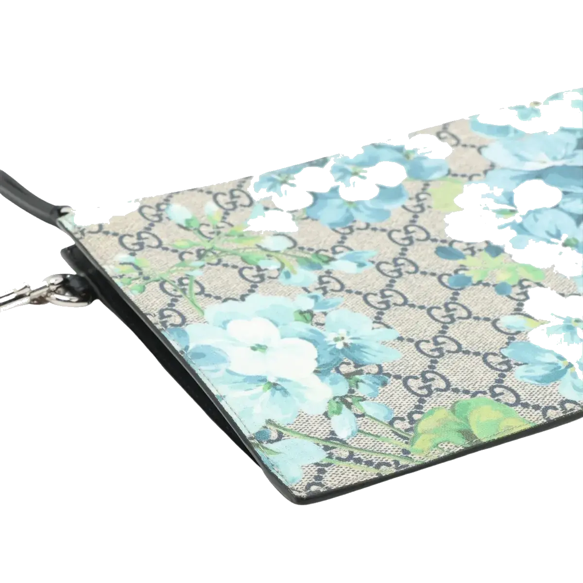 Pre-Loved GG Blooms Zip Pouch Pochette Monogram Coated Canvas with Silver Hardware, Beige Multicolor