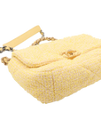 Pre-Loved Chanel 19 Shoulder Bag Quilted Tweed Small with Mixed Hardware, Yellow