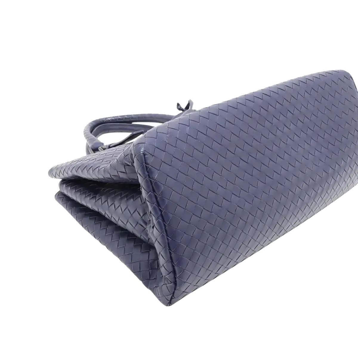 Pre-Loved Roma Tote Intrecciato Leather Medium with Gunmetal Hardware, Navy Blue