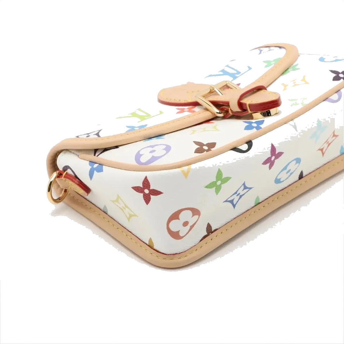 Pre-Loved Sologne (Murakami 20th Anniversary) Crossbody Bag Monogram Multicolore Coated Canvas Mini with Gold Hardware, White Multicolor