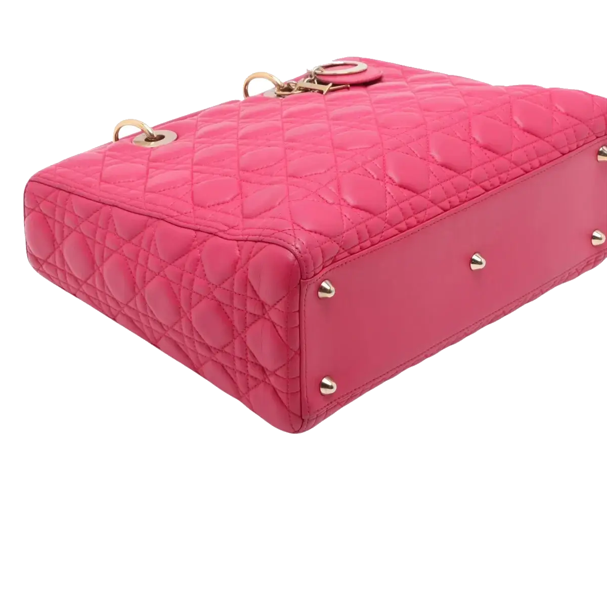 Pre-Loved Lady Dior Handbag Cannage Leather Large with Gold Hardware, Pink