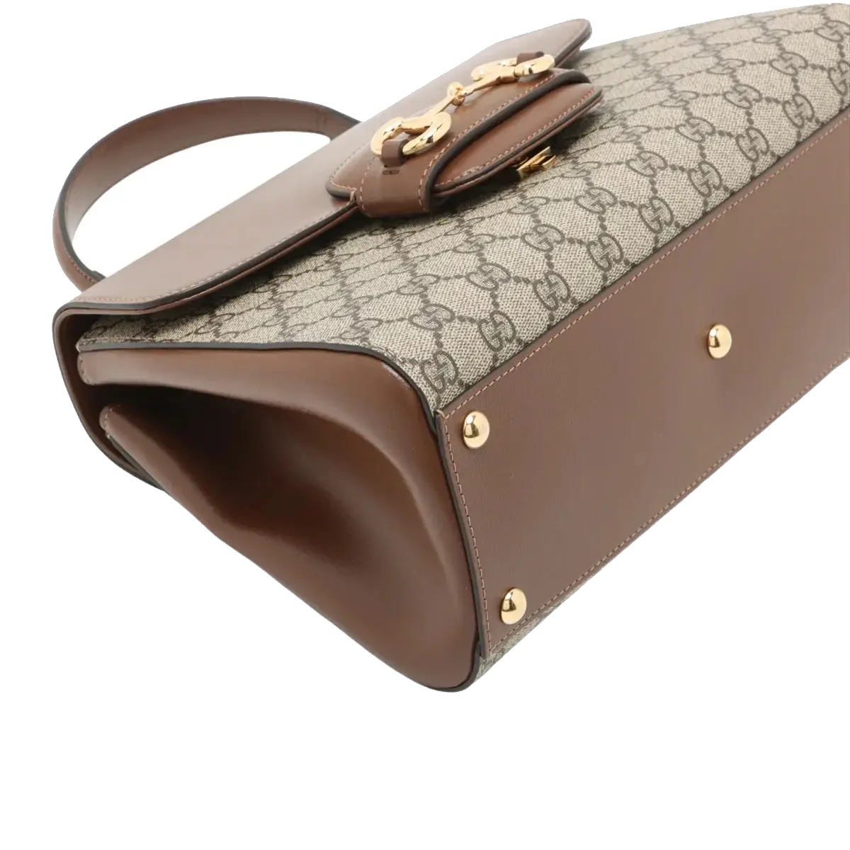 Pre-Loved Horsebit 1955 Handbag Monogram Coated Canvas with Gold Hardware, Beige/Brown