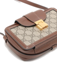 Pre-Loved GG Supreme Crossbody Bag Monogram Coated Canvas Mini with Gold Hardware, Beige/Brown