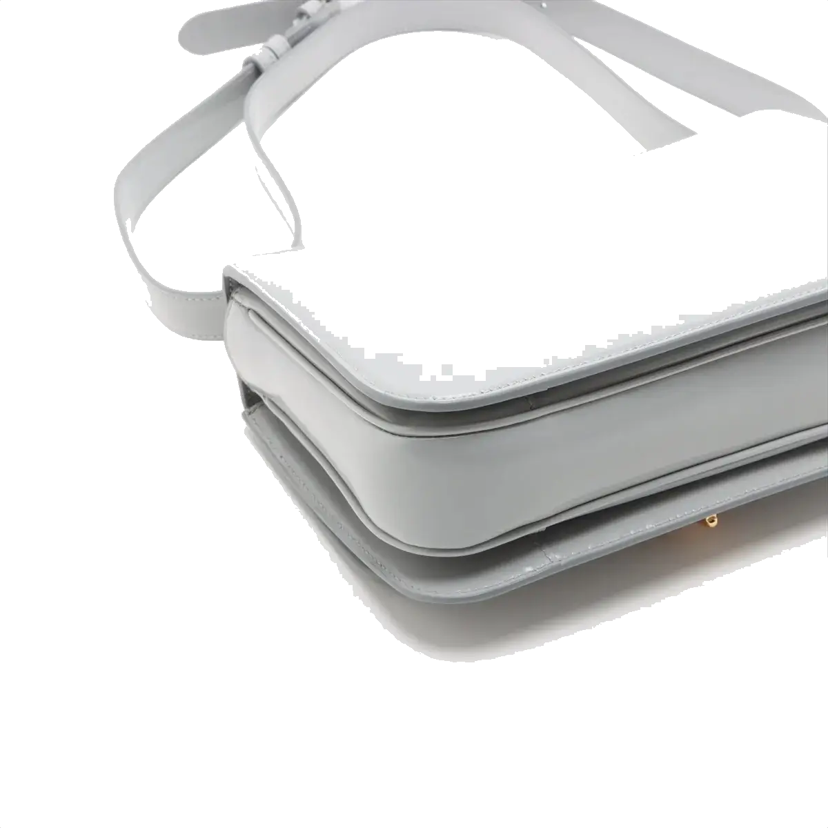 Pre-Loved Hook Shoulder Bag Leather Small with Gold Hardware, Light Grey
