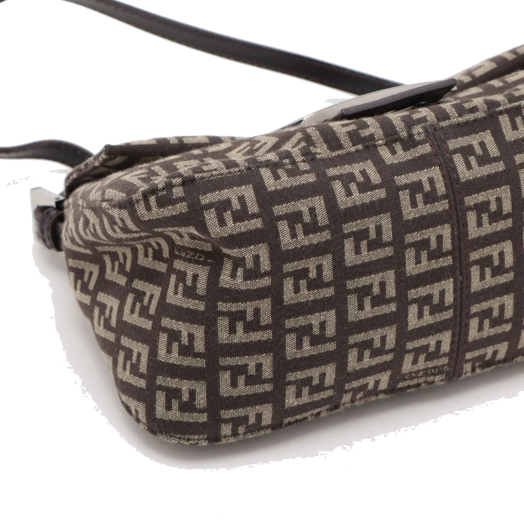 Pre-Loved Mamma Baguette Shoulder Bag Zucchino Coated Canvas with Silver Hardware, Brown