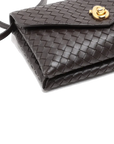 Pre-Loved Andiamo Crossbody Bag Intrecciato Leather Small with Gold Hardware, Dark Brown