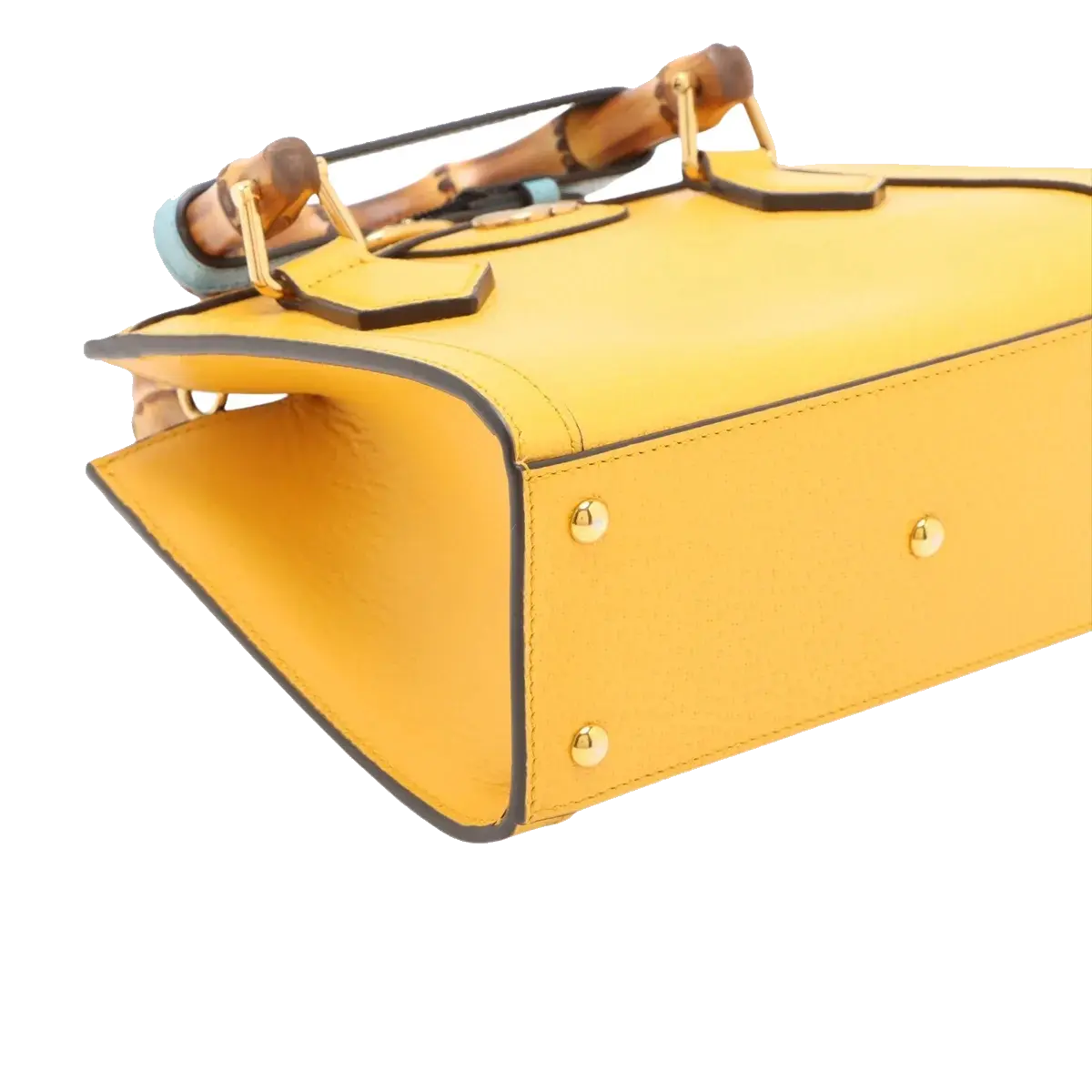 Pre-Loved Diana Bamboo Tote Leather Mini with Gold Hardware, Yellow