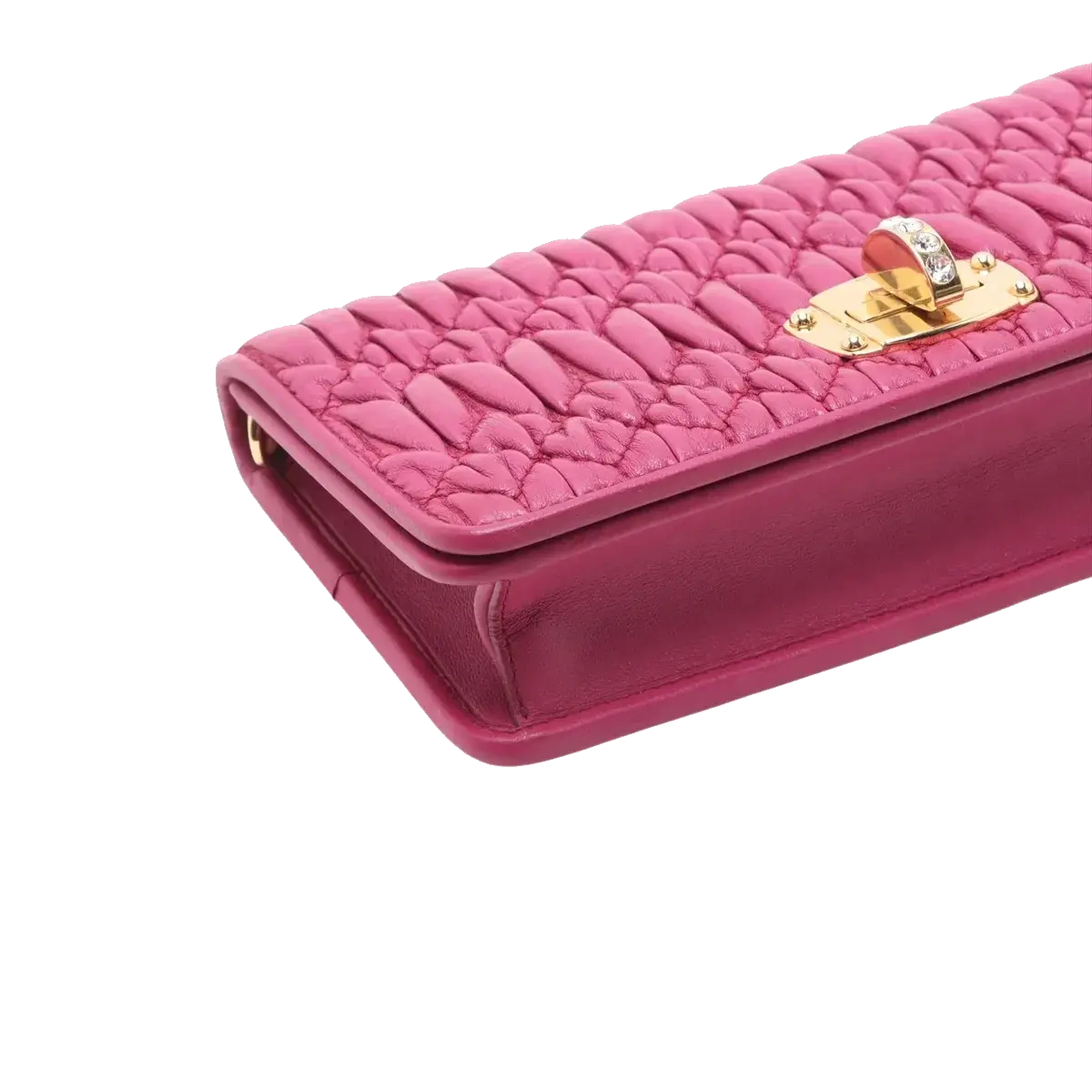 Pre-Loved Matelassé Wallet on Chain Crossbody Bag Quilted Leather Small with Gold Hardware, Pink