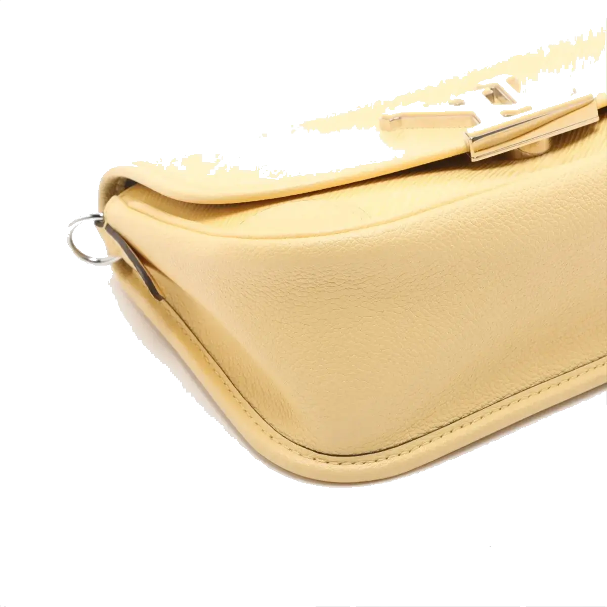 Pre-Loved Buci Crossbody Bag Leather with Silver Hardware, Vanilla Yellow