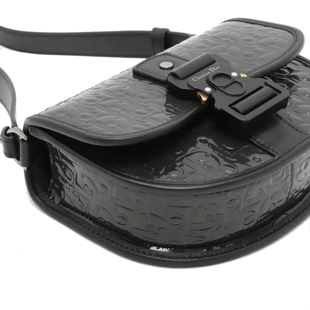 Pre-Loved Gallop Crossbody Bag Oblique Leather with Black Hardware, Black