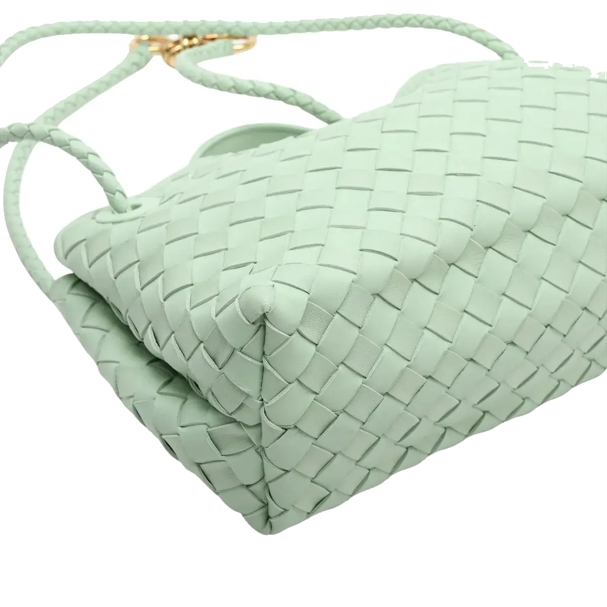 Pre-Loved Andiamo Tote Intrecciato Leather Small with Gold Hardware, Mint Green