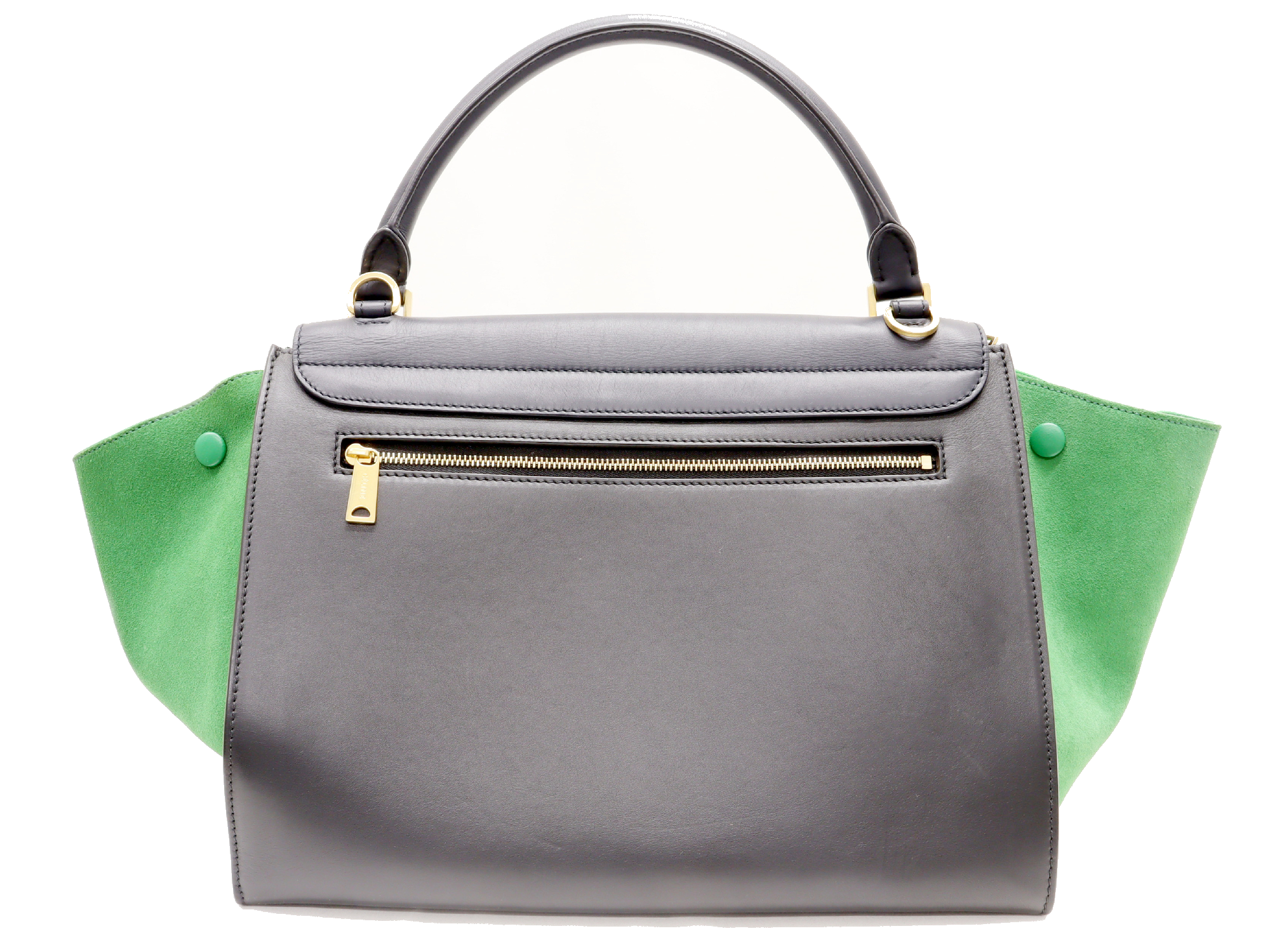 Pre-Loved Trapeze Handbag Leather Medium with Gold Hardware, Gray