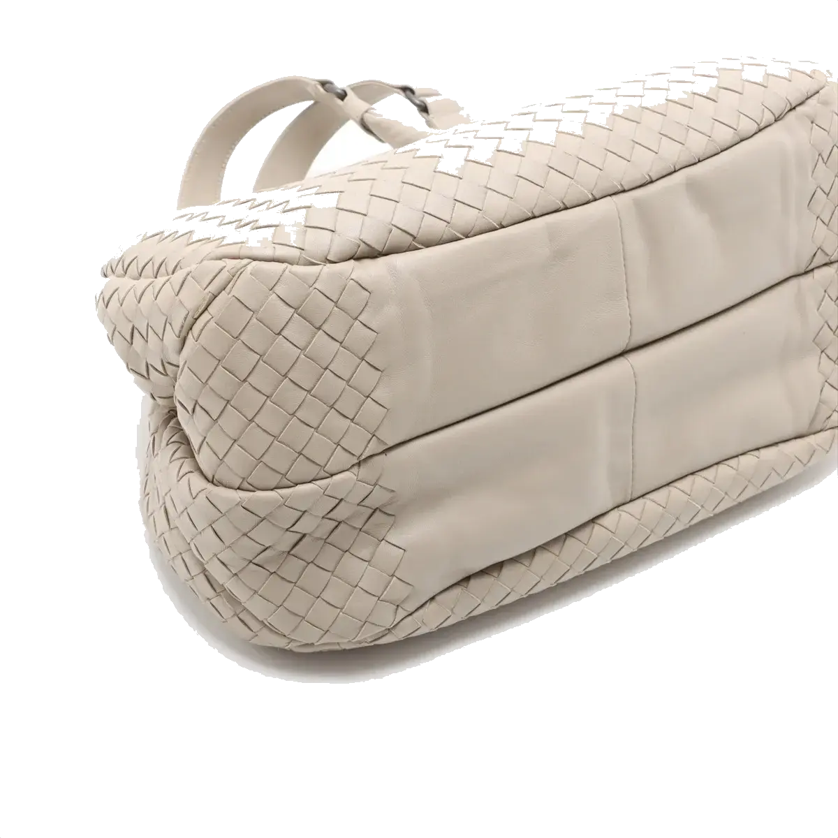 Pre-Loved Campana Shoulder Bag Intrecciato Leather with Gunmetal Hardware, Beige