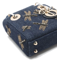 Pre-Loved Lady Dior Handbag Denim Mini with Gold Hardware, Blue
