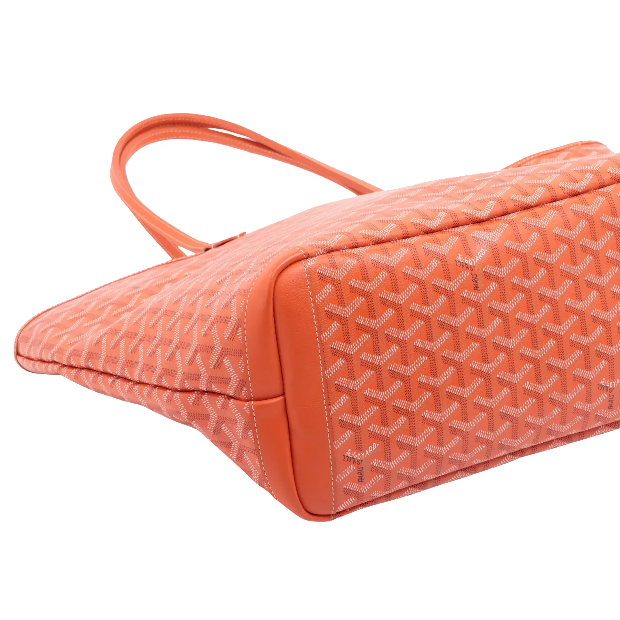 Pre-Loved Artois Tote Goyardine Chevron Coated Canvas PM with Silver Hardware, Orange