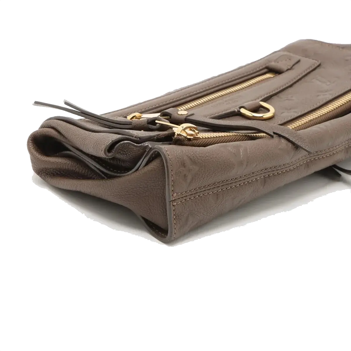 Pre-Loved Petillante Clutch Monogram Leather with Gold Hardware, Taupe