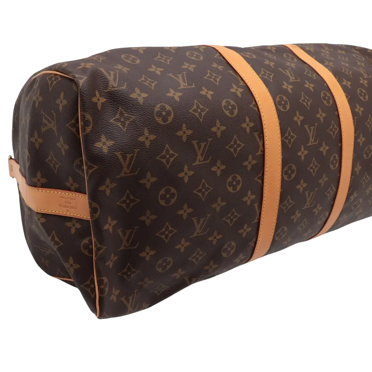 Pre-Loved Keepall Bandoulière Travel Bag Monogram Coated Canvas 55 with Gold Hardware, Brown
