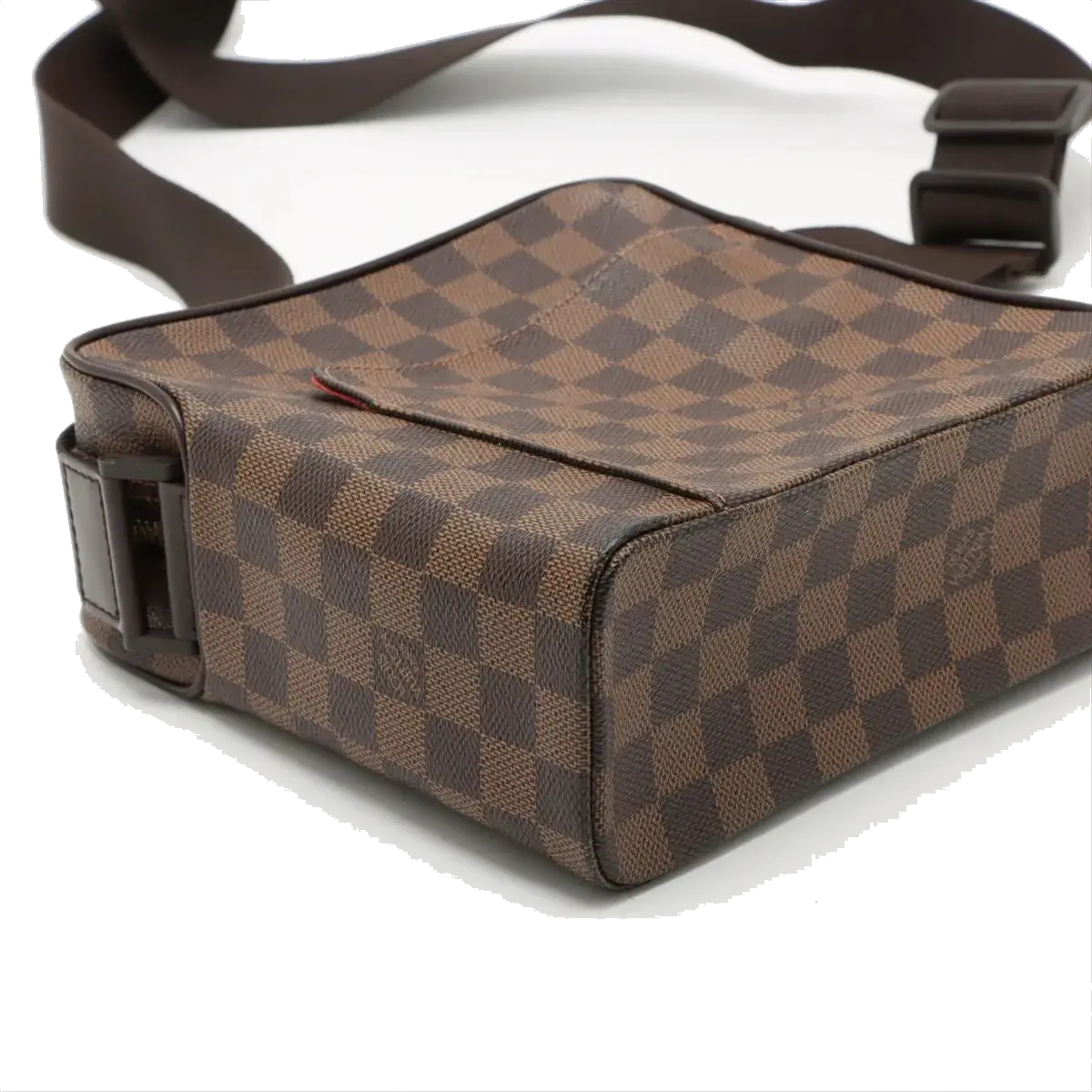 Pre-Loved Olav PM Crossbody Bag Damier Canvas Coated with Gold Hardware PM, Brown